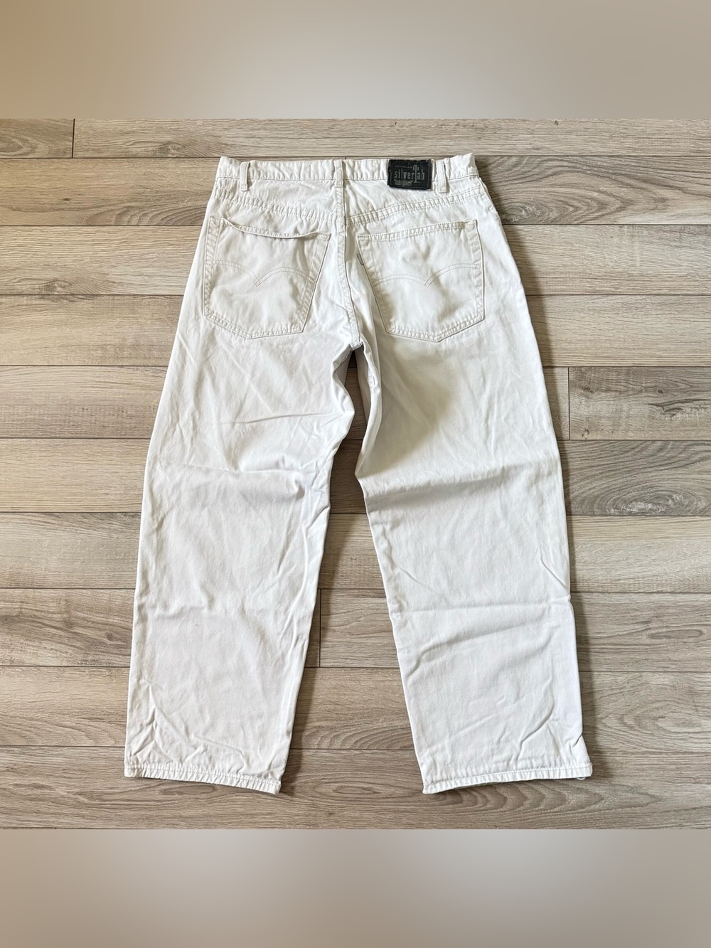 Vintage Distressed Levi's SILVER TAB BAGGY  Cream  Pants Size 32x28